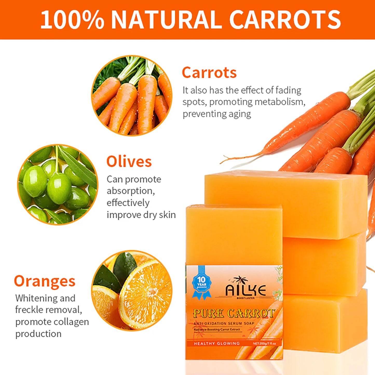 Pure Natural Carrot Anti-Oxidation Soap