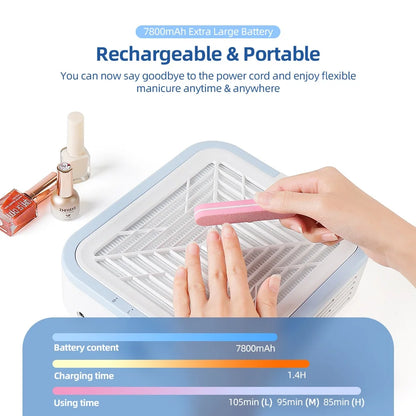 Wireless 120W Super Suction Nail Cleaner Machine