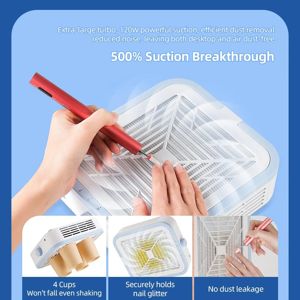 Wireless 120W Super Suction Nail Cleaner Machine